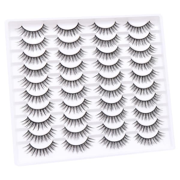 Falske øjenvipper 20 par, 14 mm 3D fluffy grusomme vipper, naturligt katteøje-look til hverdags- og særlige lejligheder, stil 20-059 Style 20-059