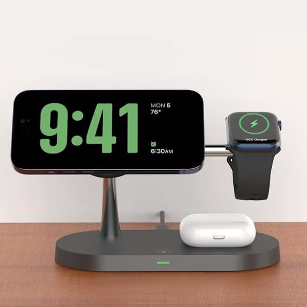 3-i-1 Magsafe trådløs oplader sort sort sort black