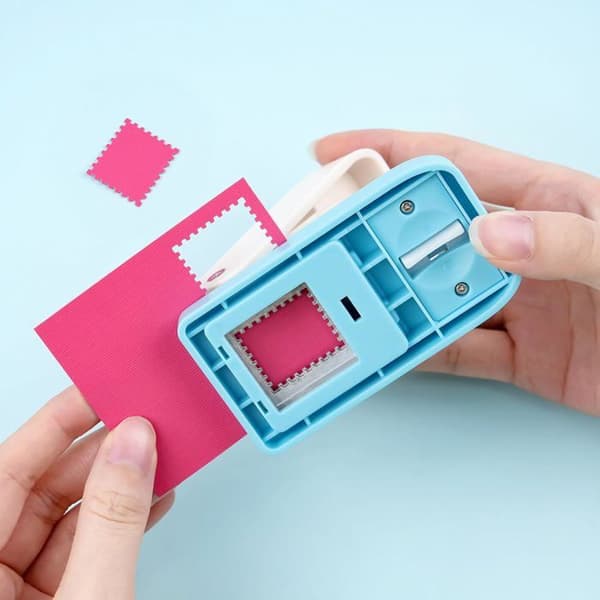 Rektangulär stämpelformad pappersstans 2,5 x 2 cm, bärbar, spakdriven, med vågig kant, handgjord DIY