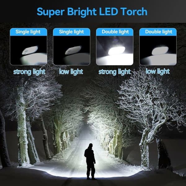 Mini-USB-ladattava LED-taskulamppu, erittäin kirkas LED-taskulamppu, kevyt hätävalo 1200 mAh, 4 tilaa, musta
