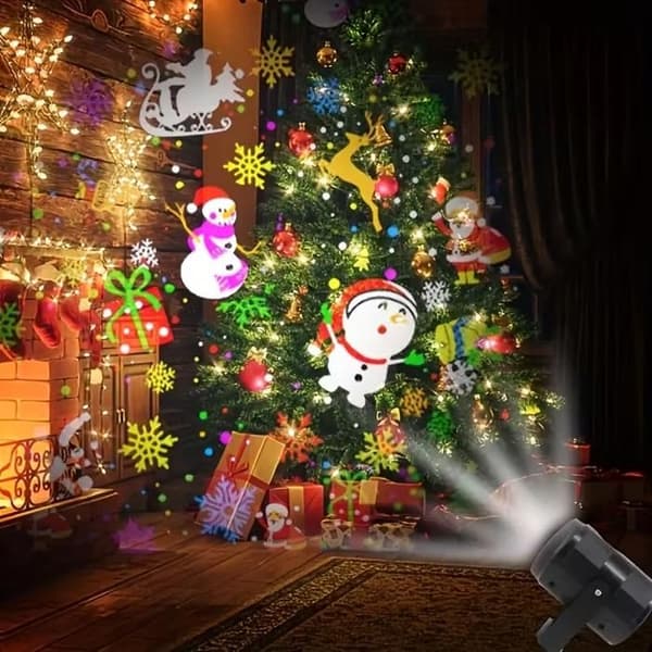 16 mønstrede lyse juleprojektor | 270° vidvinkel LED-belysning | Ideel til julepynt i hjemmet 16 image patterns