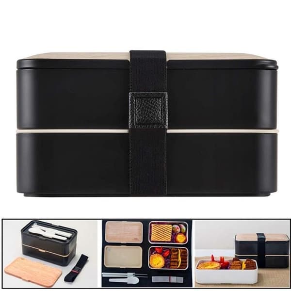 Bento Box - Madkasse - Sort - Lufttæt - Mikrobølgesikker - Moderne Design