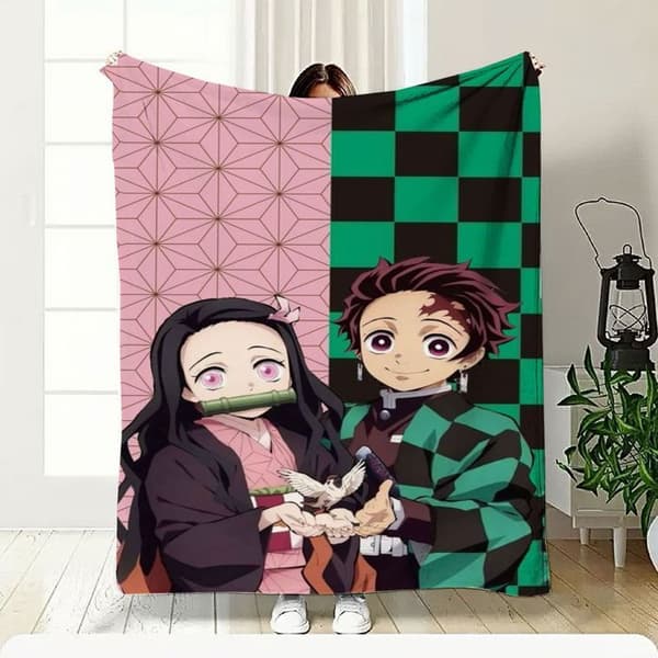 Animerte flanellfleece-tepper, myke, luftige tepper, barnesofateppe, 130*150CM, A9