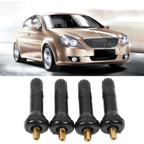 Lufttæt dækventilspindel til Ford tryksensor – Holdbart gummi – 4-delt sæt – Nem, værktøjsfri installation