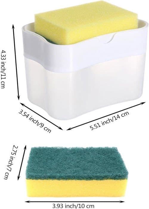 Opvaskemiddeldispenser - 2-i-1 opvaskemiddeldispenser til køkken - Bordpladeorganisator (hvid)