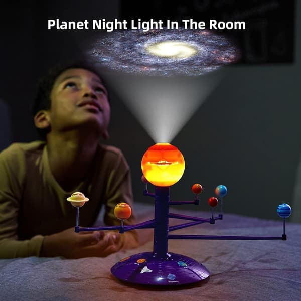 Solsystem til børn, talende astronomi solsystem model kit, planetarium projektor med 8 planeter rumlegetøj til drenge og piger