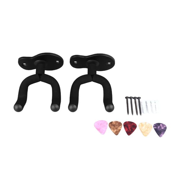 2 st gitarrväggfäste i metall, multifunktionell gitarrhängare med 5 plektrum för ukulele
