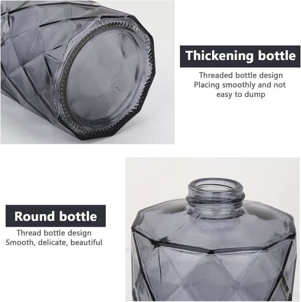 Flydende sæbedispenser, glassæbedispenser med håndpumpe, 2-pak genopfyldelig væske, hvid + grå, 330 ml