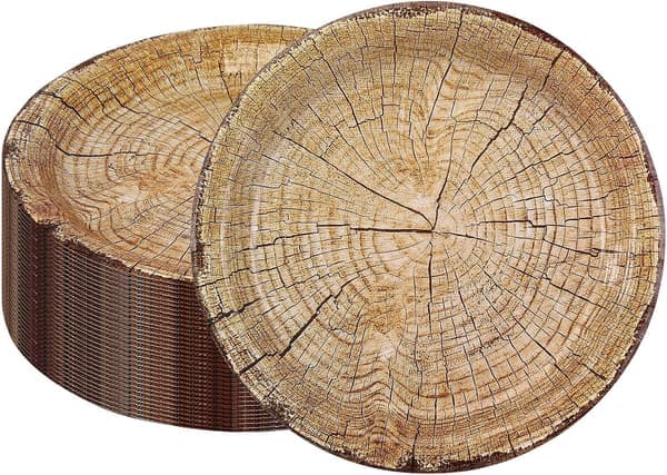 50-pack 9 \" Engångstallrikar i rustikt träfiberpapper (Träfiber 02)