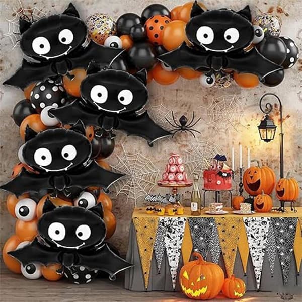 Sæt med 4 genanvendelige flagermusformede balloner til Halloween, karneval, julepynt.