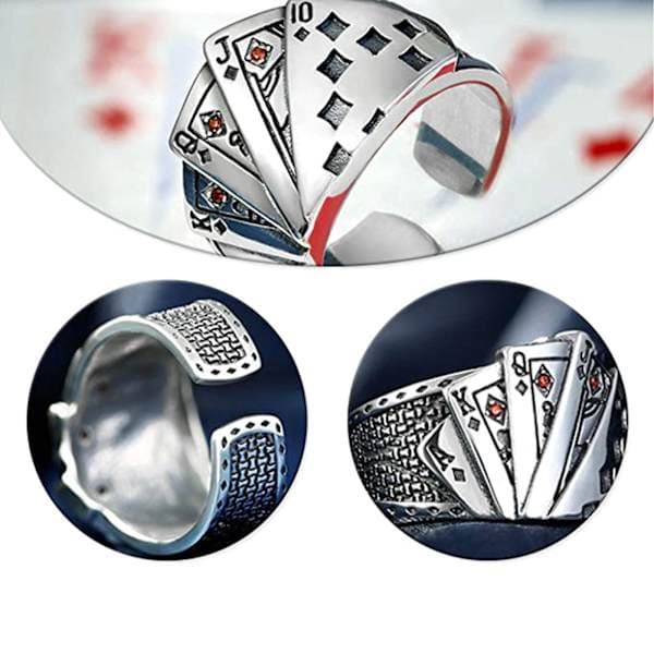 Poker Game Casino Ring Spillekort Statement Band Ring