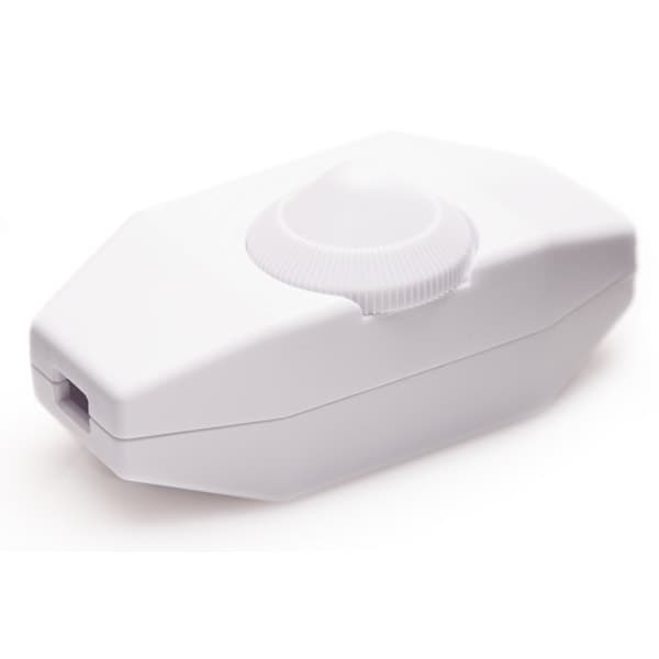 Lysdemper, dreiebryter med hvit 220-230V kabel, trykknapp for dimbar LED