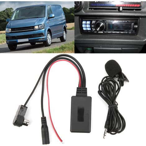 Aramox Auxiliary lydkabel, Bluetooth 5.0 AUX-kabeladapter med håndfri mikrofon, egnet til Alpine CDA-9857, CDA-9886 og CDA-117