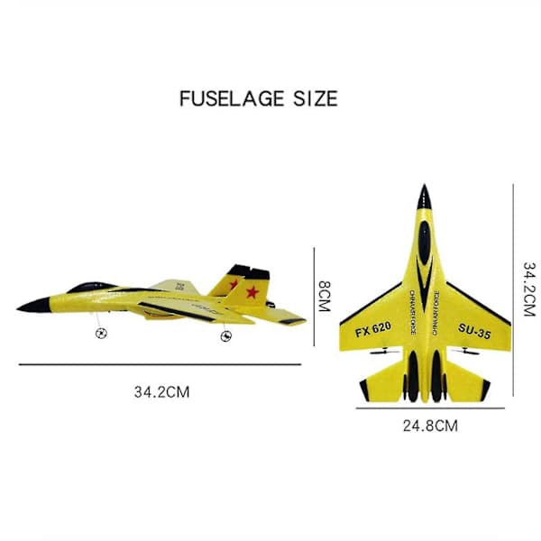 Otwoo Su 35 Flygplan RC Fjärrkontroll Flygplan Kontroll Su-35 Stridsflygplan Modell Flygplan Barn Yellow