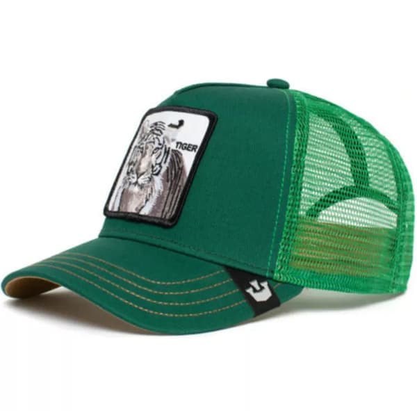 Trucker Caps med brodert dyredesign Grønn tiger Green tiger