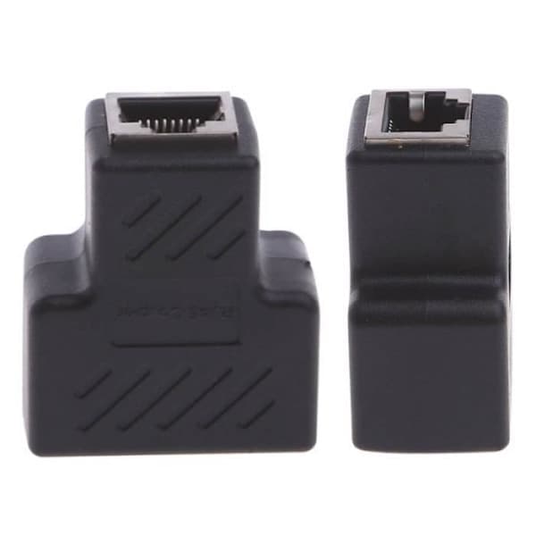 1 til 2-vejs LAN netværkskabel Ethernet hun splitter adapter stik sort