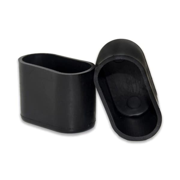 Sæt med 8 ovale bløde PVC-benkapper til stole-, bord- og møbelben, 15 x 30 mm, sort