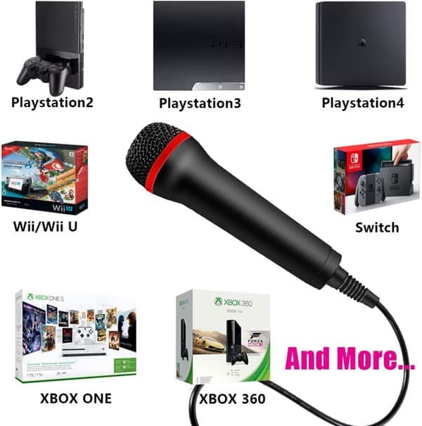 4m 13ft kablet USB-mikrofon til kompatibilitet med Ps2, Ps3, Ps4, Ps5, Switch, Wii, Wii U, Microsoft Xbox 360, Xbox One og PC