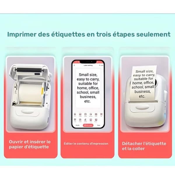 P50 bærbar termisk printer. Ideel til hjemmet, tøj, butikker. Kompatibel med Android/iOS. (Blå) Blue