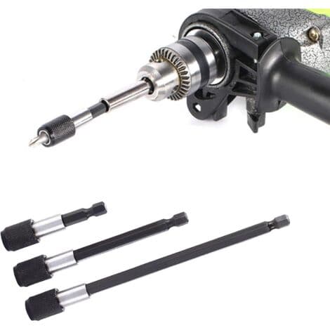 Set med 3 magnetiska förlängningsstänger 1/4\" – Längder 60/100/150 mm – Rostfritt stål – Snabblåssystem