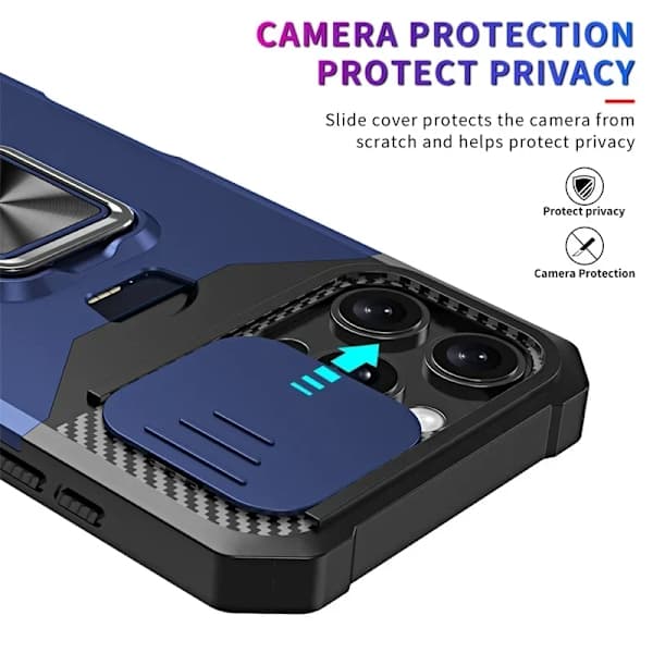 Kortplads Armor Funda til iPhone 16 15 Pro Max Plus Skydelinsbeskyttelse Telefoncover med Magnetisk Holderring iPhone16 iPhone16