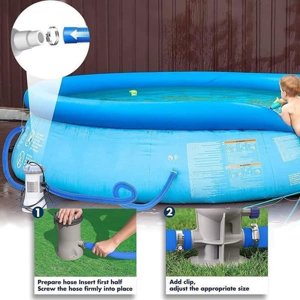 Poolslang - 32 mm - Längd: 150 cm - Blå - 2 slangar - För filtreringspumpar och saltvattensystem