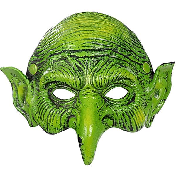 Häxmask Grön Goblin Mask Halloween Karneval Party Kostym