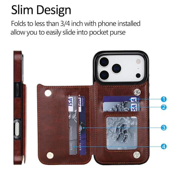 Forretningsskinnveske med flippfunksjon for iPhone 17/iPhone 17 Pro/iPhone 17 Promax iPhone 17 iPhone 17