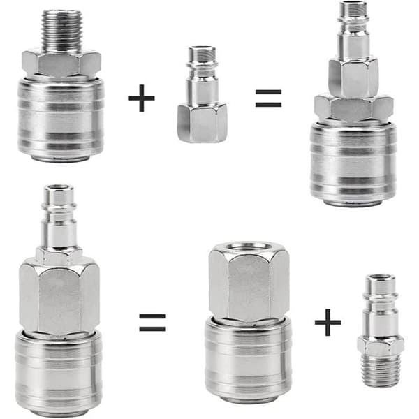 Kompressor snabbkopplingar, 10 stycken 1/4\" BSP kompressorkopplingar pneumatisk snabbkoppling luftkoppling