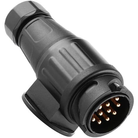 12V 13-polet plastik elektrisk trailerstik, 13-polet ledningsadapter, sort