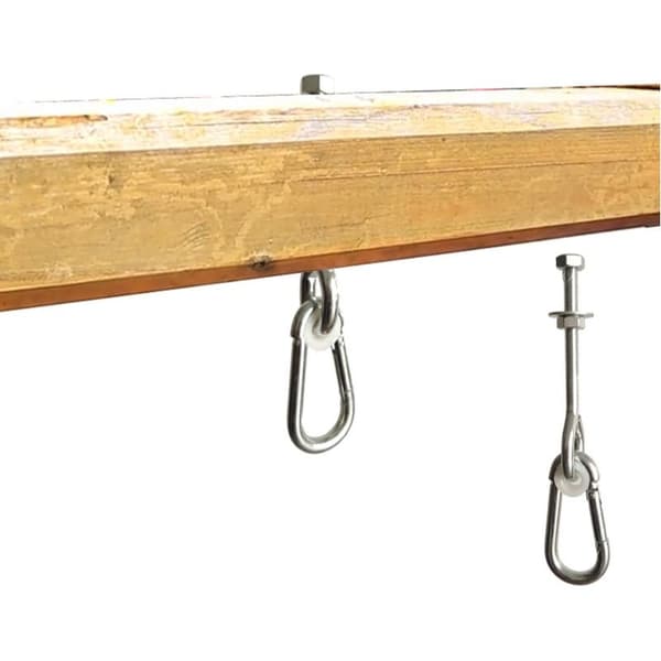 Set med 2 krokar med karbinhakar för upphängning av gungor och klätterställningar