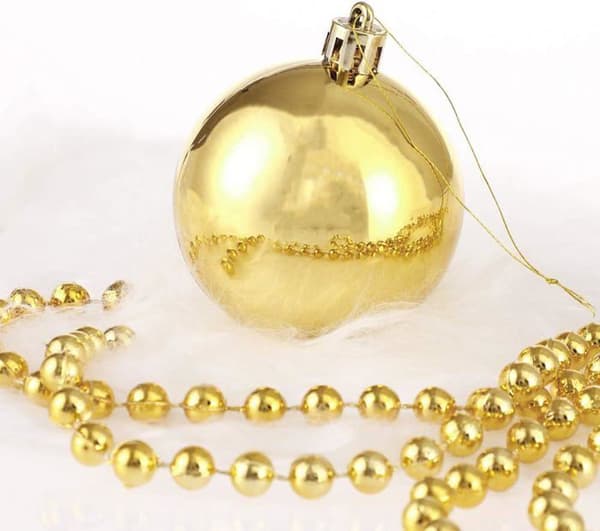 Sæt med 100 robuste julekugler i plast til indendørs og udendørs julepynt til træer, guld