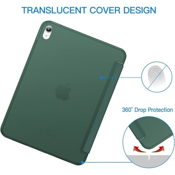 Fodral för iPad (A16) 11:e/10:e generationen (2025/2022), Slim Stand Hard Back Case Auto Wake/Sleep Function Foggy Green Dimmig Grön