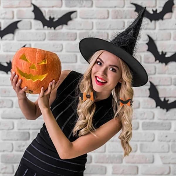 6 stk. edderkoppformede hårspenner til Halloween, flaggermusmønster, søte hårtilbehør for barn og voksne