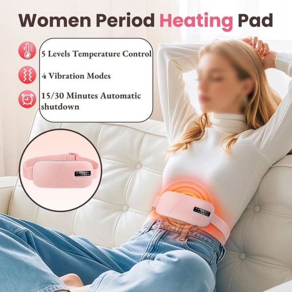 Genopladeligt USB-varmepude til menstruationssmerter, 5 varmeniveauer, 4 tilstande, gaver til kvinder