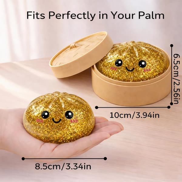 Glitter Dumpling Squishies Mystery Box, Myk Dumpling Stressavlastende Sensorisk Leketøy for Voksne (Gull) gull gold