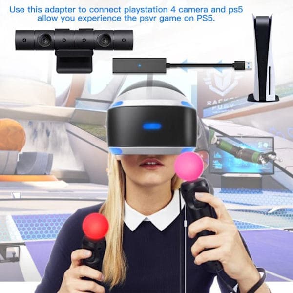 Mini kameraadapter til PS5 til PS VR-adapterkabel sort