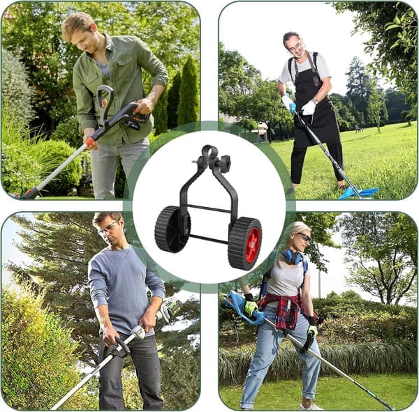 Universelt gressklipperhjul med brakett, justerbart og avtakbart trimmerhjul for gresstrimmer og kantklipper