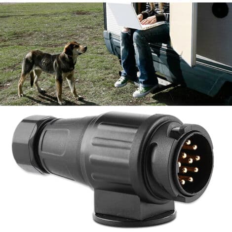12V 13-polet plastik elektrisk trailerstik, 13-polet ledningsadapter, sort