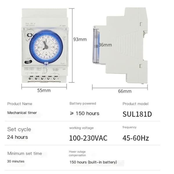 Mekanisk timer 16A SUL181d SYN181d TM181d SUL181H SUL180A 380 VAC
