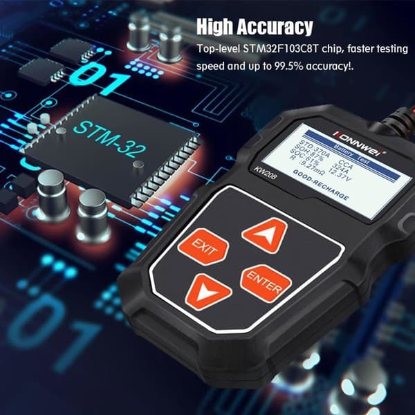 Bilbatteritester, KW208 Batterianalysator 100-2000 CCA Bilgenerator Tester 12V Batteriopladningstester