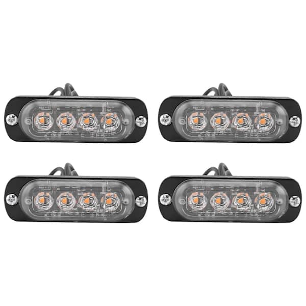 4st 4 LED Bärgningsljus Bärgningsljus 12V 24V Orange Grill Nödblixt