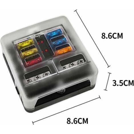 Vattentät 4 x 6-vägs säkringsbox – LED-indikator – 12 kretsar – 32V DC spänning – Max belastning 20A per krets – Enkel installation