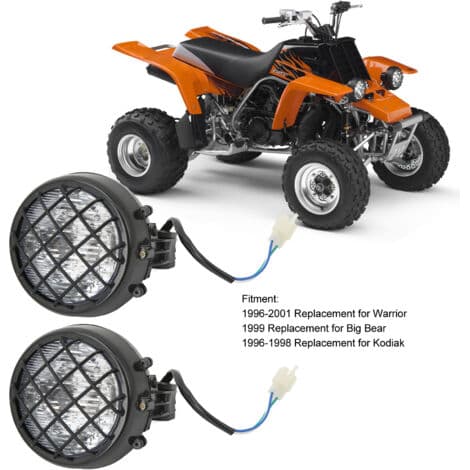 Par LED-forlygter til ATV, 12V, med pærer, udskiftningslampegitre til Warrior 1996-2001