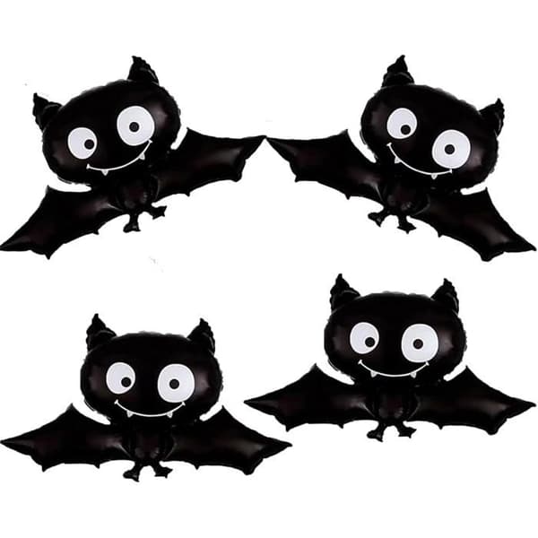 Sæt med 4 genanvendelige flagermusformede balloner til Halloween, karneval, julepynt.