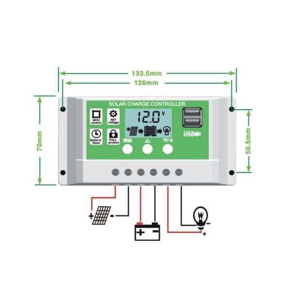 30A Laderegulator Solpanel til 12V/24V Bly/Lithium Batterier Intelligent Laderegulator