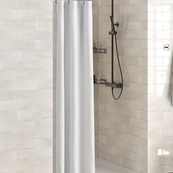 Våffelvävd duschdraperi 180x90cm – Vattentät och mögelresistent – Enkel installation med öljetter – Modern design