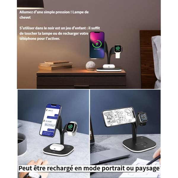 Bluetooth-højttalerholder, foldbar telefonopladerholder, bærbar mini-stereo-stemningslys, 360 rotation (B)
