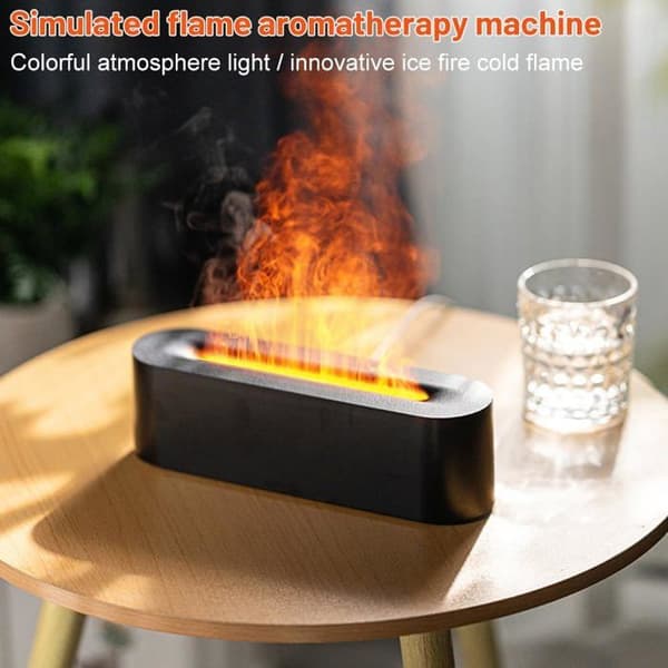 Æterisk oliediffuser, aromadiffuser med flammeeffekt, 7 farver, flammeeffekt, æterisk oliediffuser