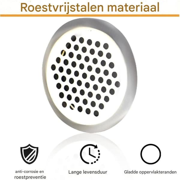 Cirkulær ventilationsrist i rustfrit stål, 35 mm net, til køkken, badeværelse, skab, sæt med 4